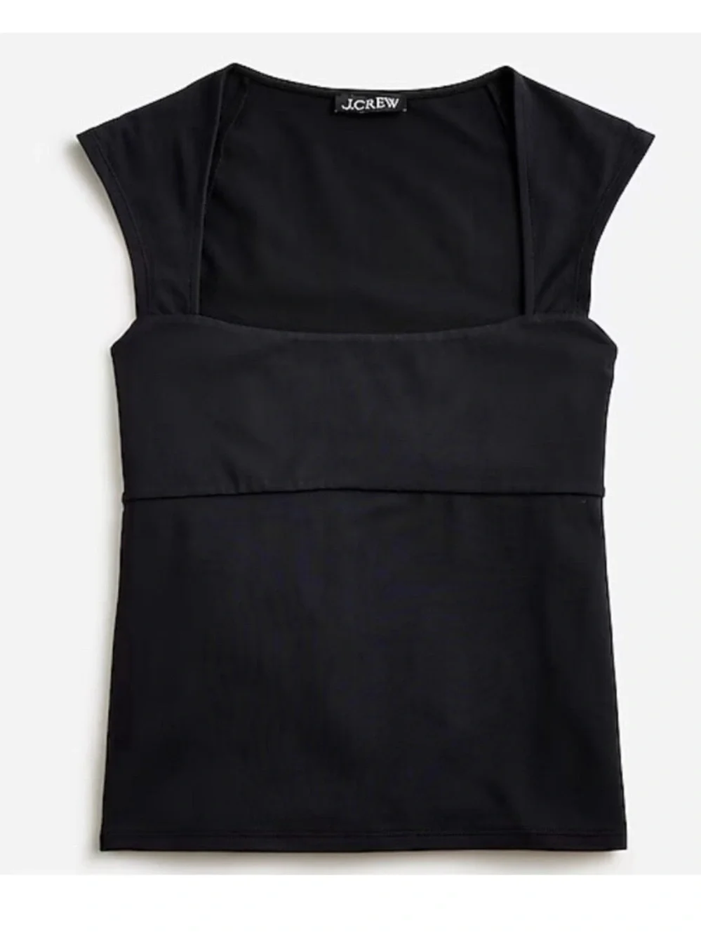 J. Crew Black Square-Neck Tank with Cap Shoulders